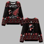 2025 Christmas Black Cat What What Ugly Christmas Sweater – Moonbestprint