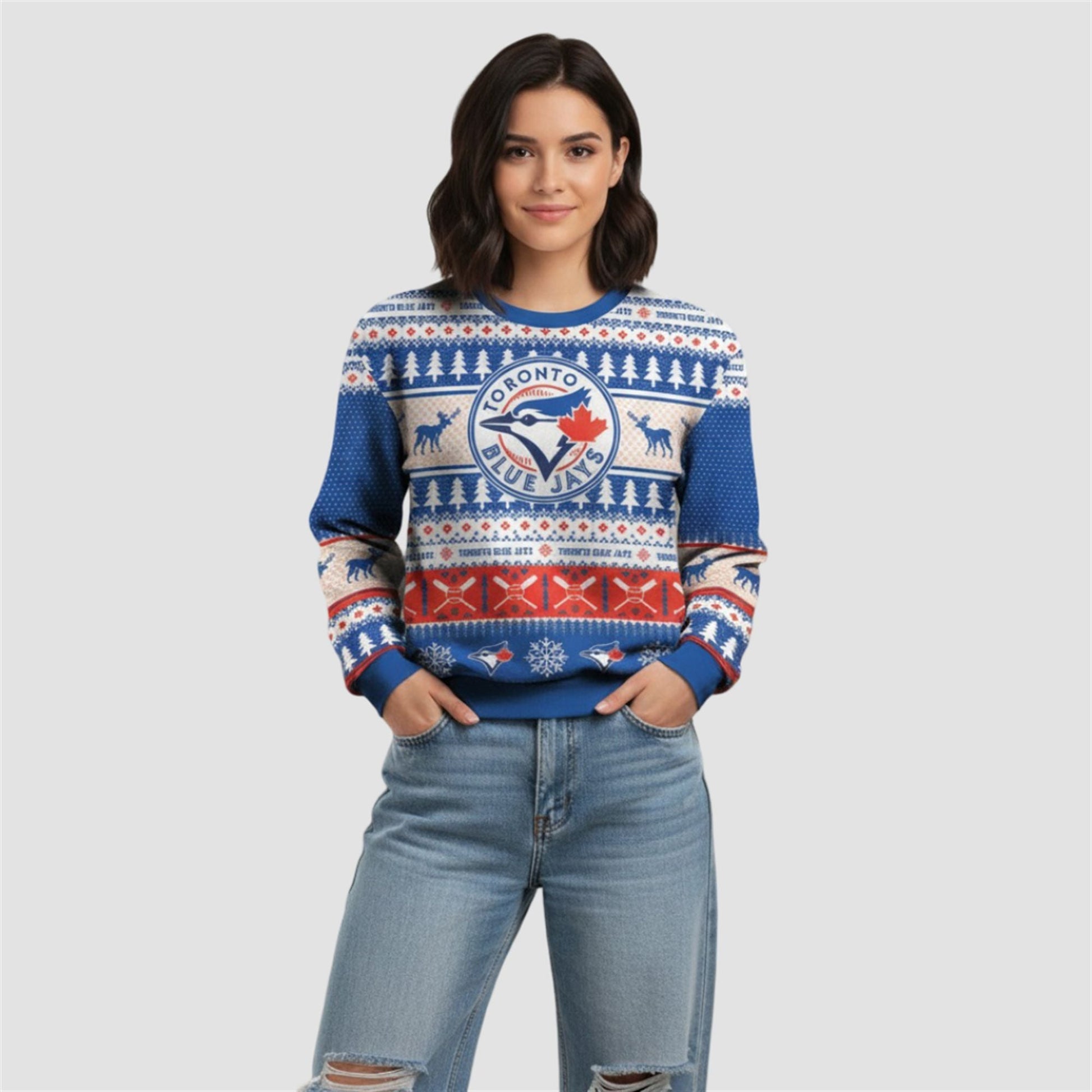 2026 Christmas Blue Jays Baseball Ugly Sweater - Moonbestprint