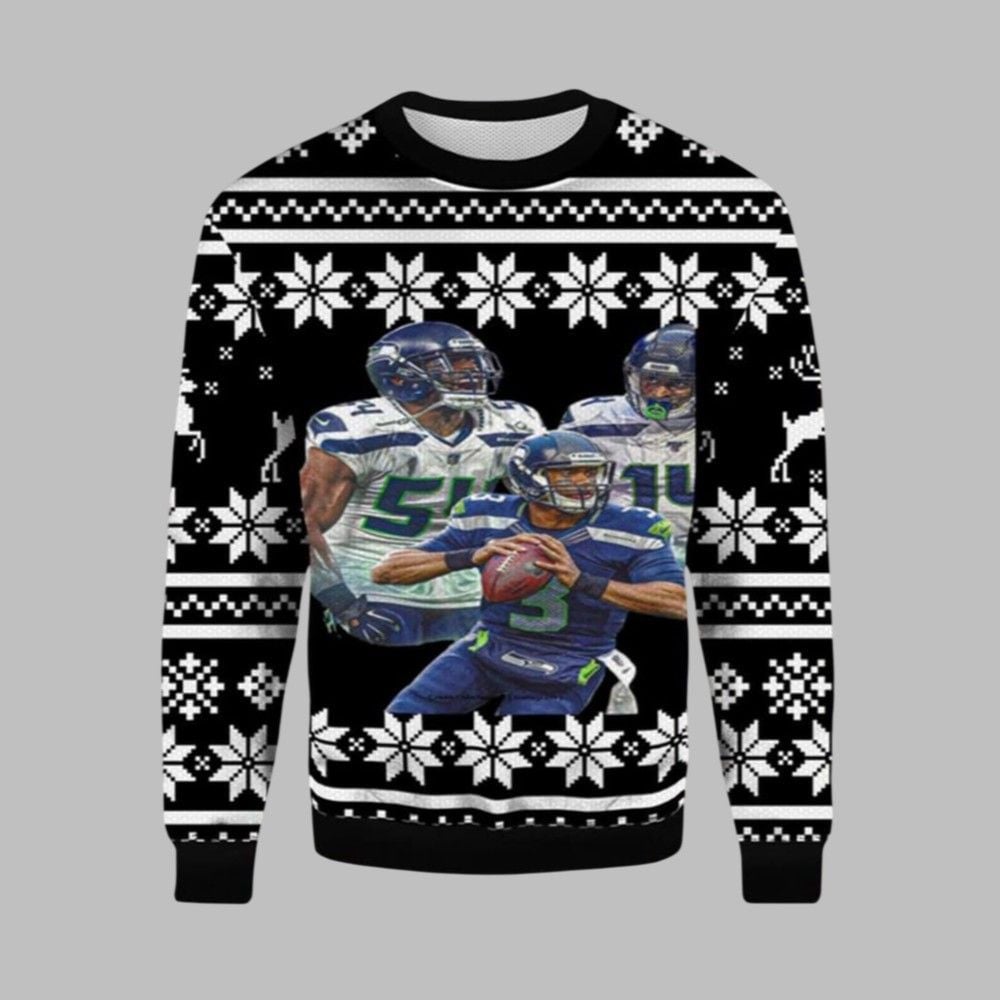 2026 Christmas Bobby Wagner DK Metcalf Russell Wilson Ugly Christmas Sweater - Moonbestprint