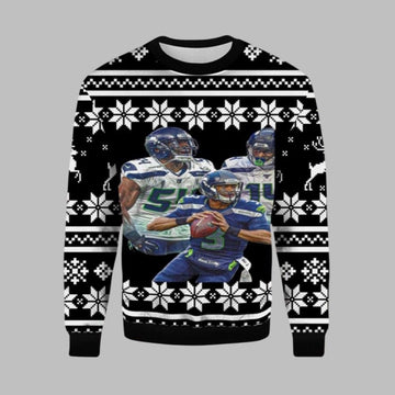 2026 Christmas Bobby Wagner DK Metcalf Russell Wilson Ugly Christmas Sweater - Moonbestprint