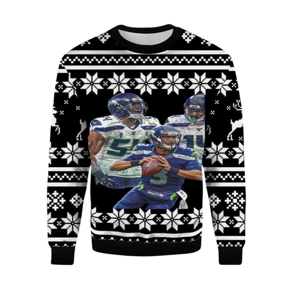 2026 Christmas Bobby Wagner DK Metcalf Russell Wilson Ugly Christmas Sweater - Moonbestprint