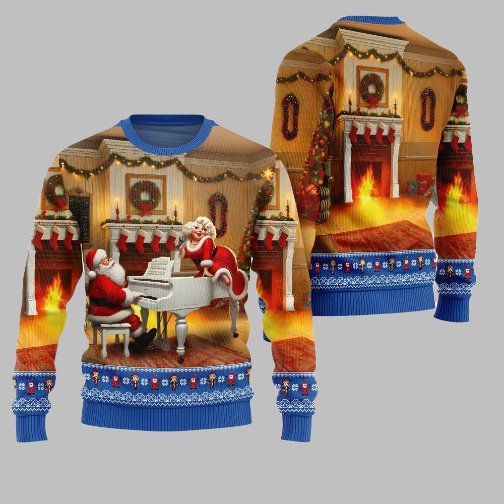 2026 Christmas Bold Piano Claus Ugly Christmas Sweater - Moonbestprint