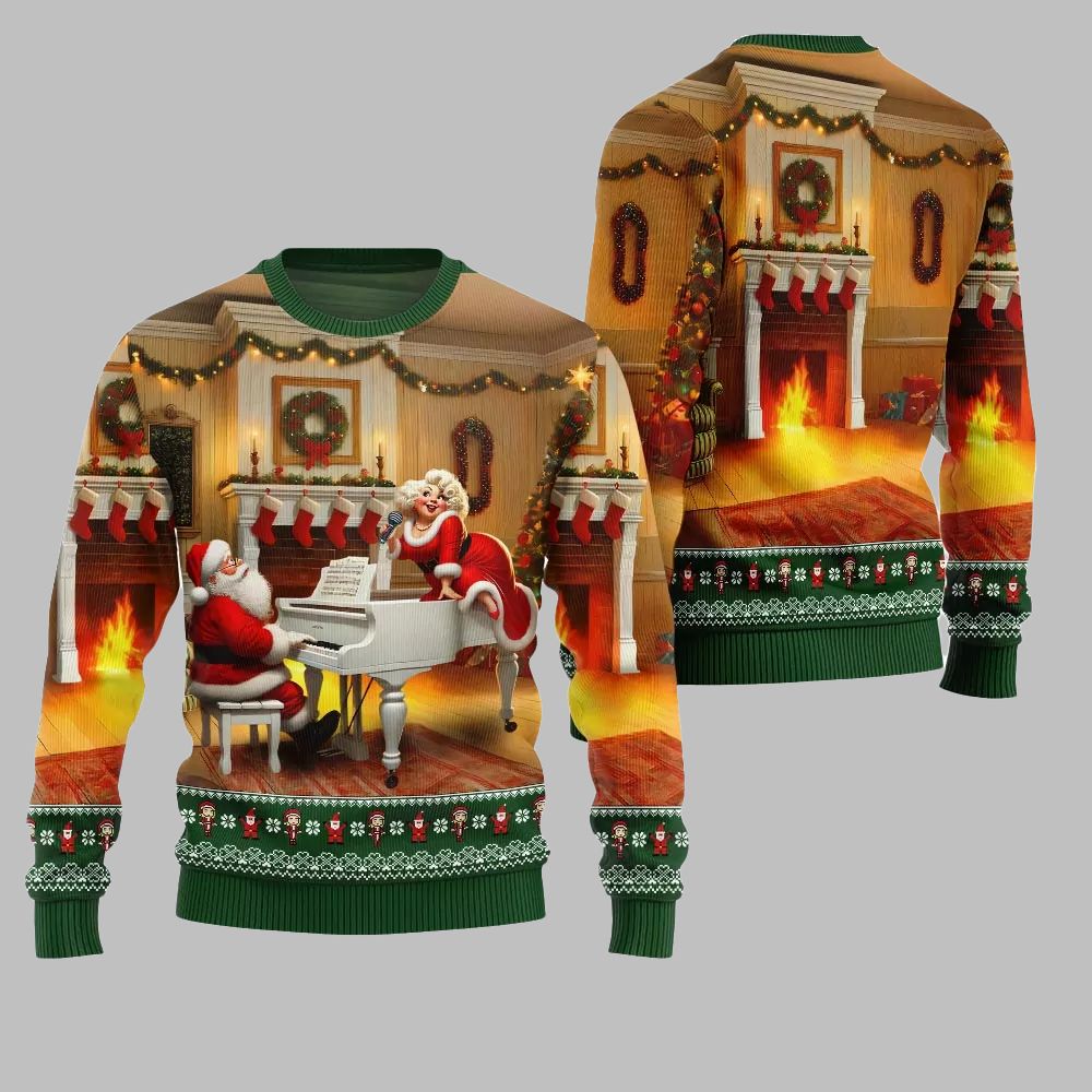 2026 Christmas Bold Piano Claus Ugly Christmas Sweater - Moonbestprint