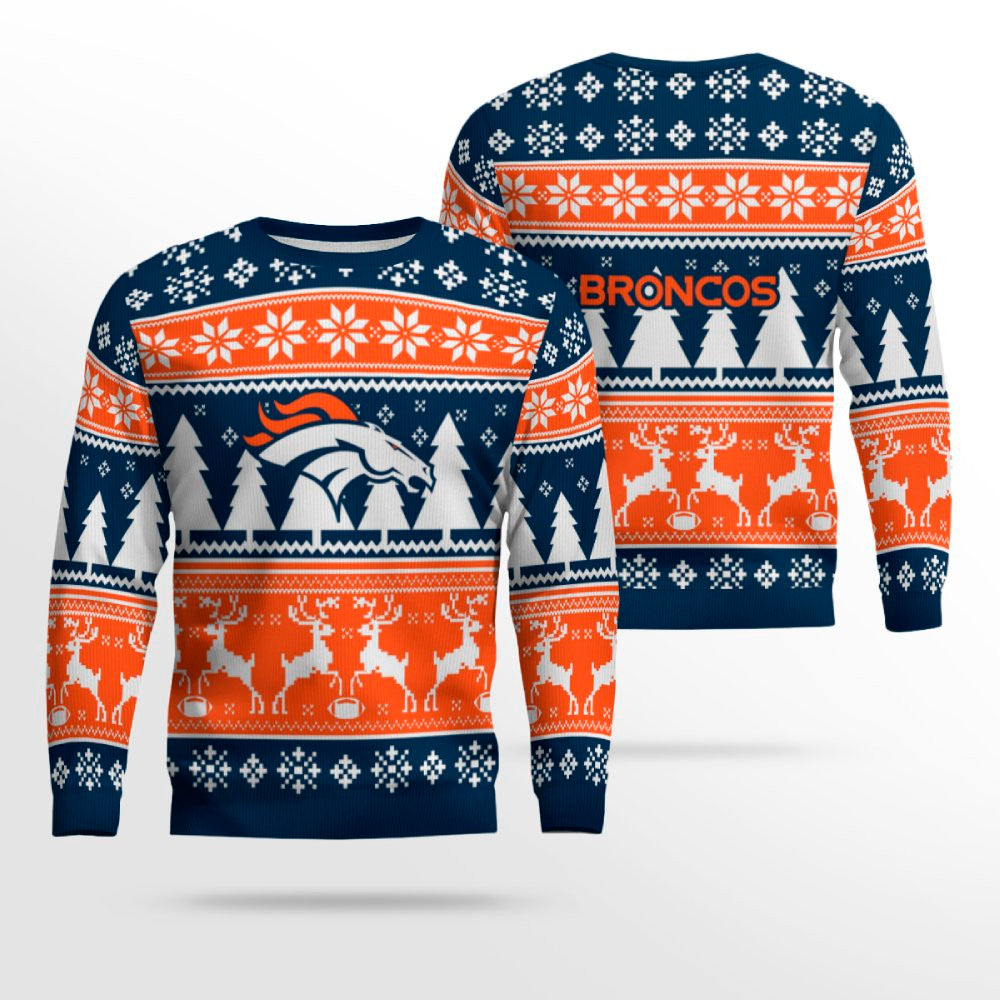 2025 Christmas Broncos Reindeer Football Ugly Sweater – Moonbestprint