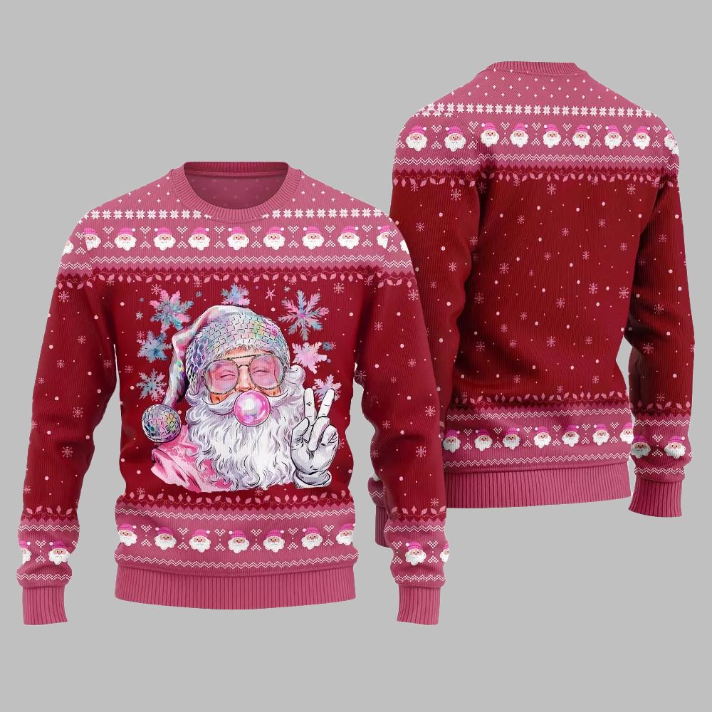 2026 Christmas Bubble Gum Santa Ugly Christmas Sweater - Moonbestprint