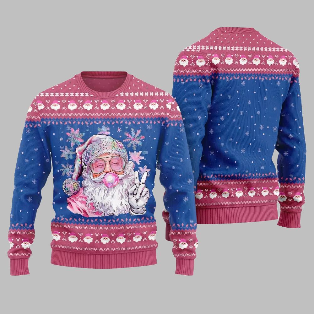 2026 Christmas Bubble Gum Santa Ugly Christmas Sweater - Moonbestprint
