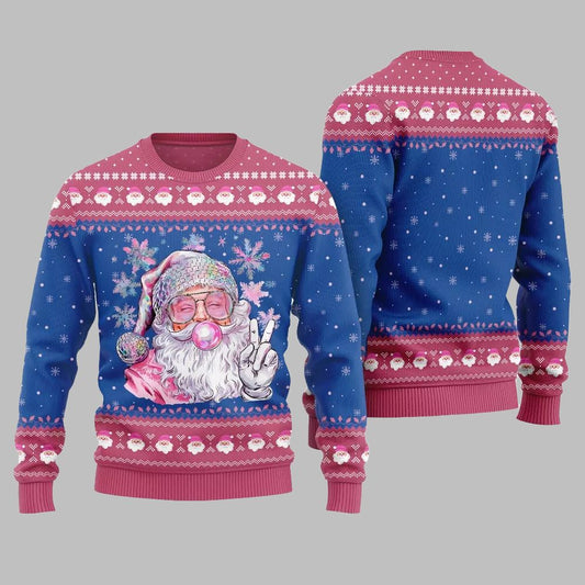 2026 Christmas Bubble Gum Santa Ugly Christmas Sweater - Moonbestprint