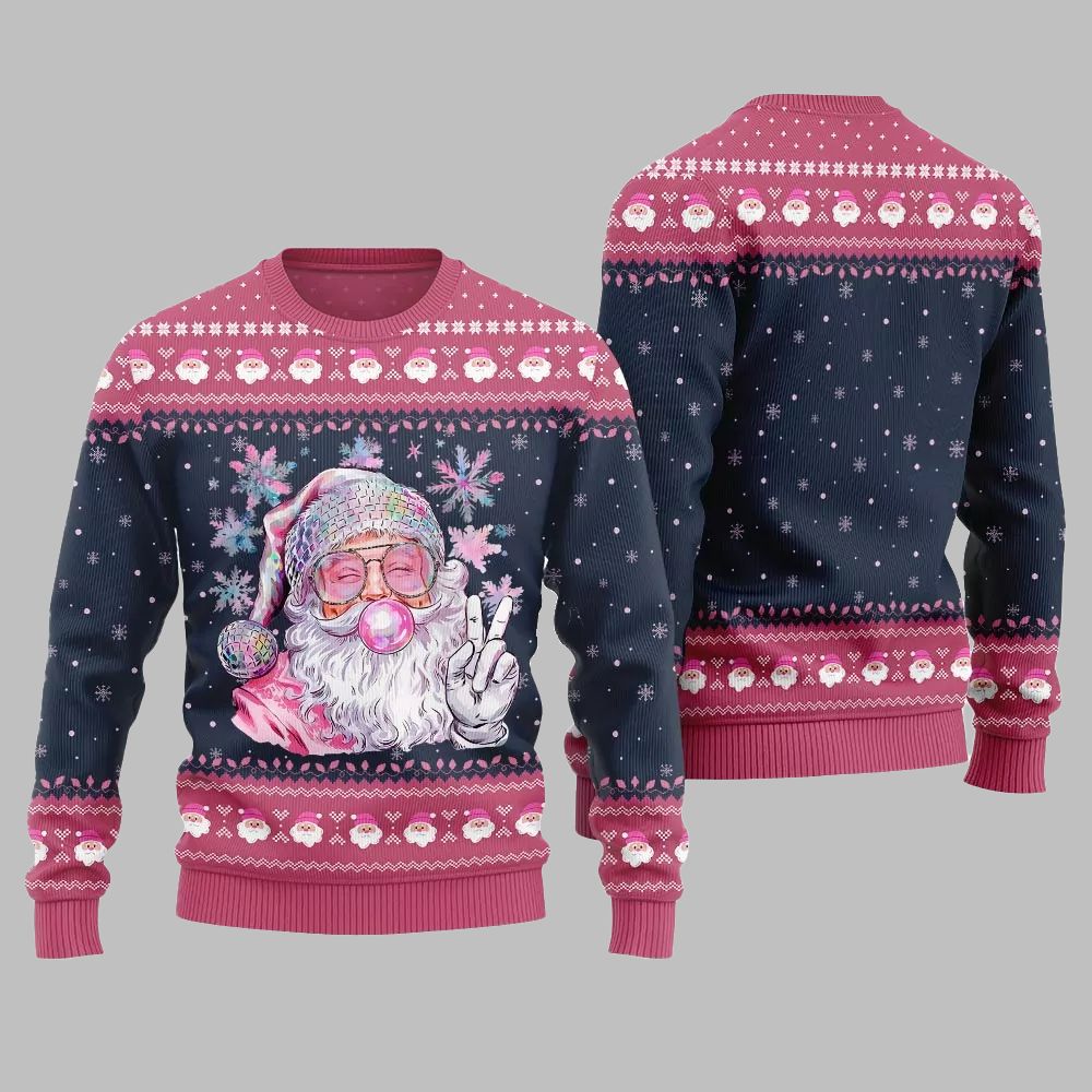 2026 Christmas Bubble Gum Santa Ugly Christmas Sweater - Moonbestprint