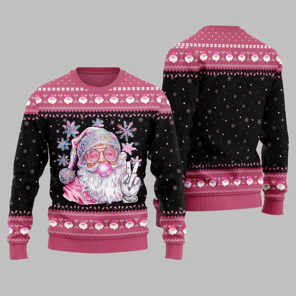 2026 Christmas Bubble Gum Santa Ugly Christmas Sweater - Moonbestprint