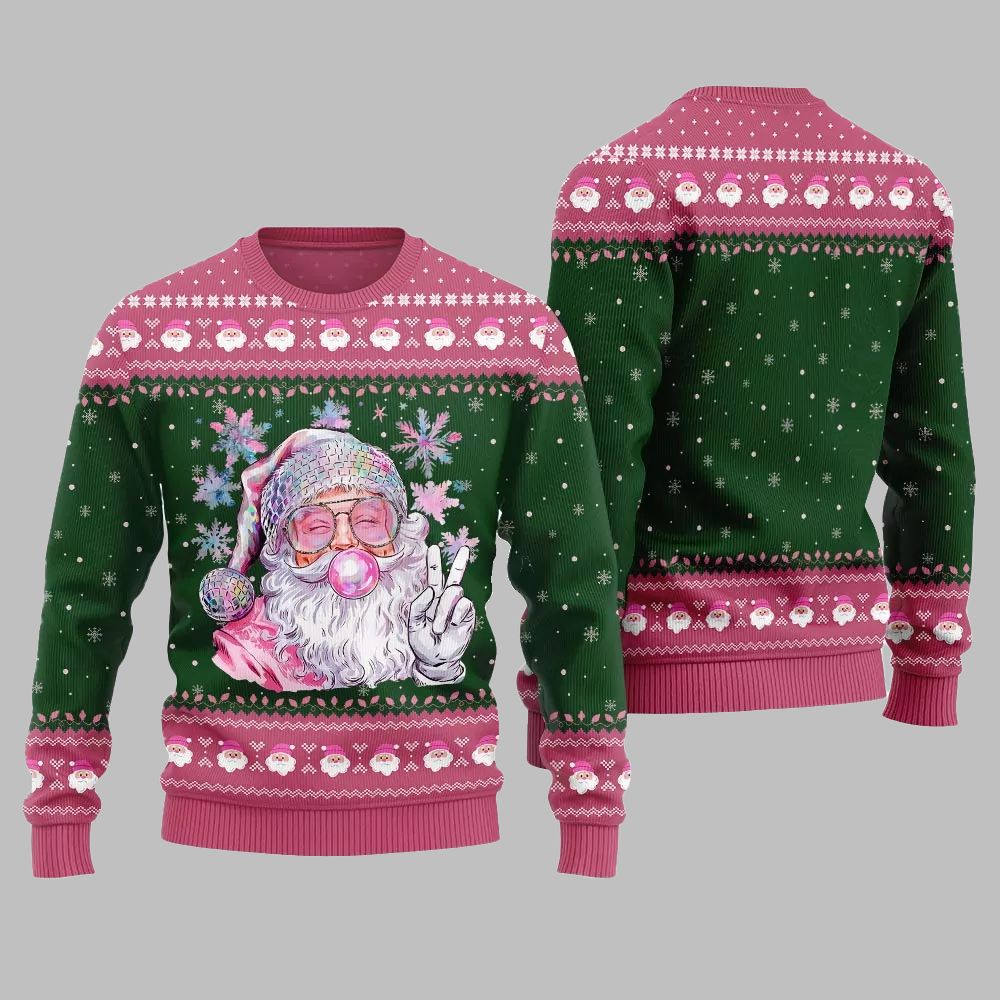 2026 Christmas Bubble Gum Santa Ugly Christmas Sweater - Moonbestprint