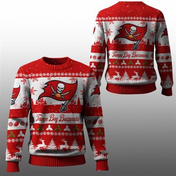 2026 Christmas Buccaneers Festive Reindeer Tree Ugly Sweater - Moonbestprint