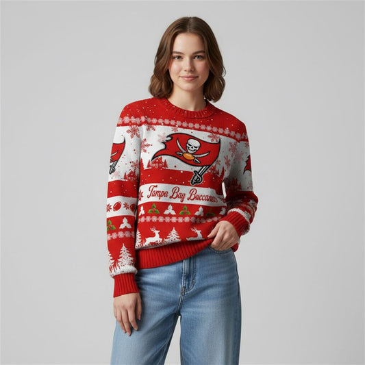 2026 Christmas Buccaneers Festive Reindeer Tree Ugly Sweater - Moonbestprint