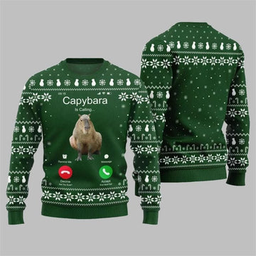 2025 Christmas Calling Capybara Ugly Sweater – Moonbestprint