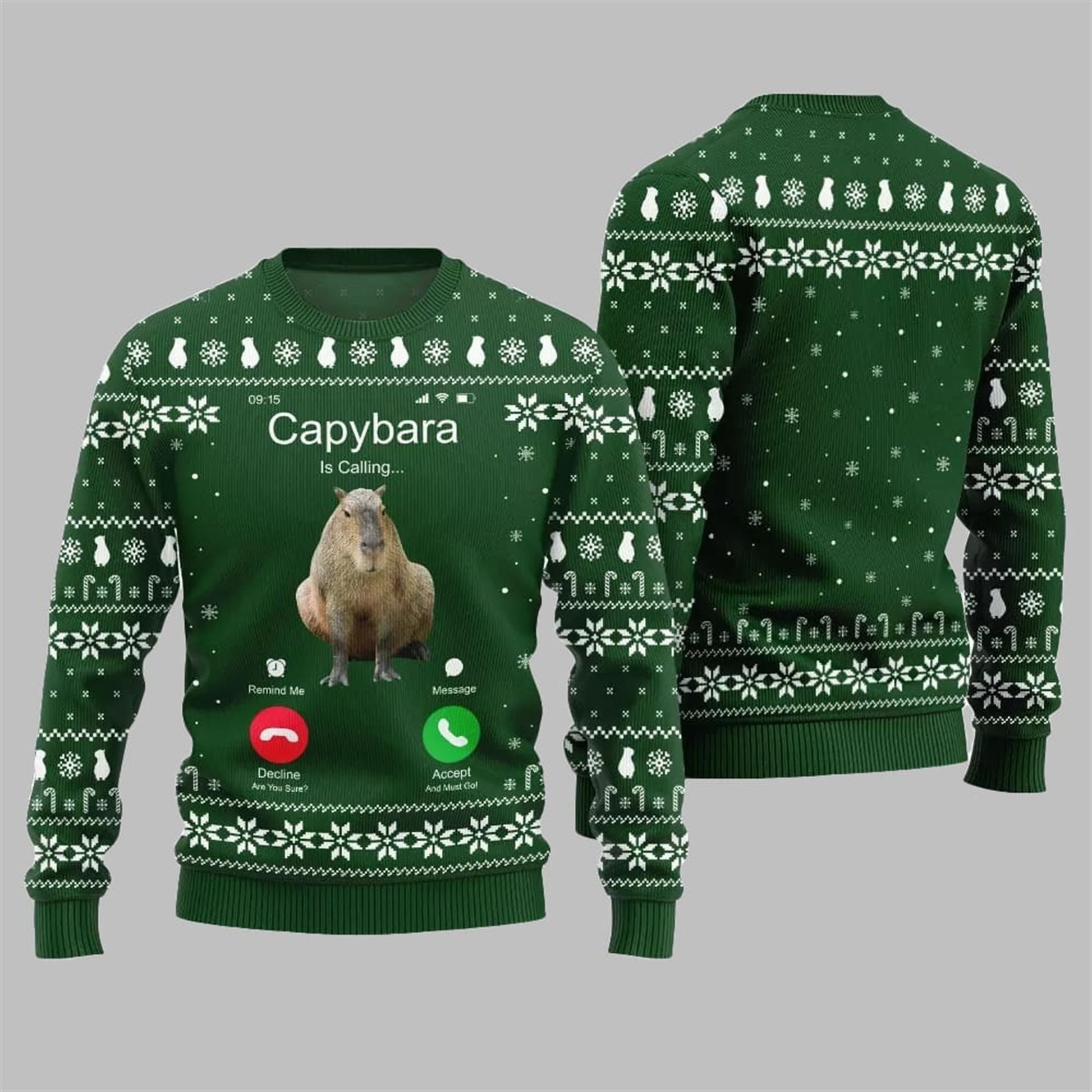 2026 Christmas Calling Capybara Ugly Sweater - Moonbestprint