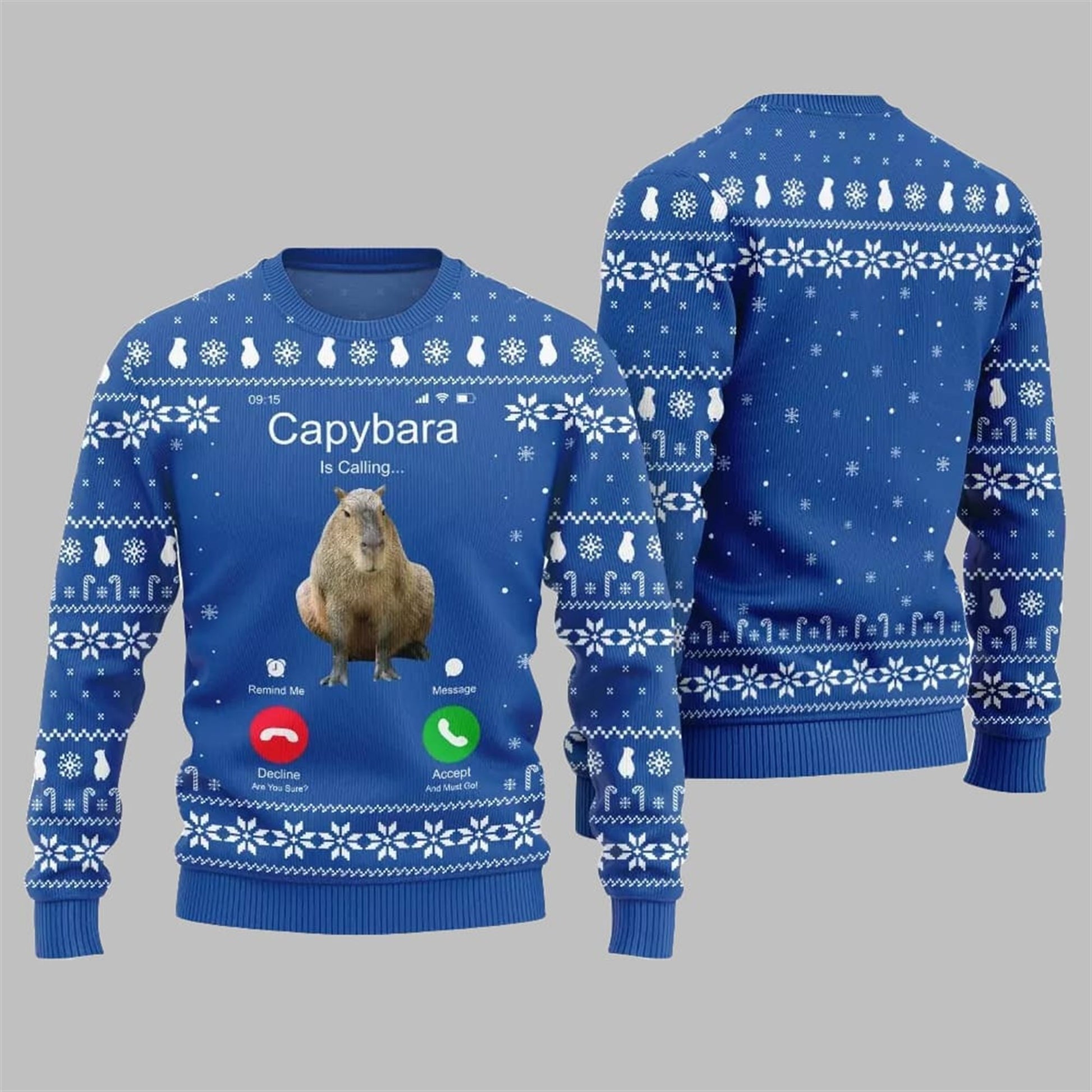 2026 Christmas Calling Capybara Ugly Sweater - Moonbestprint