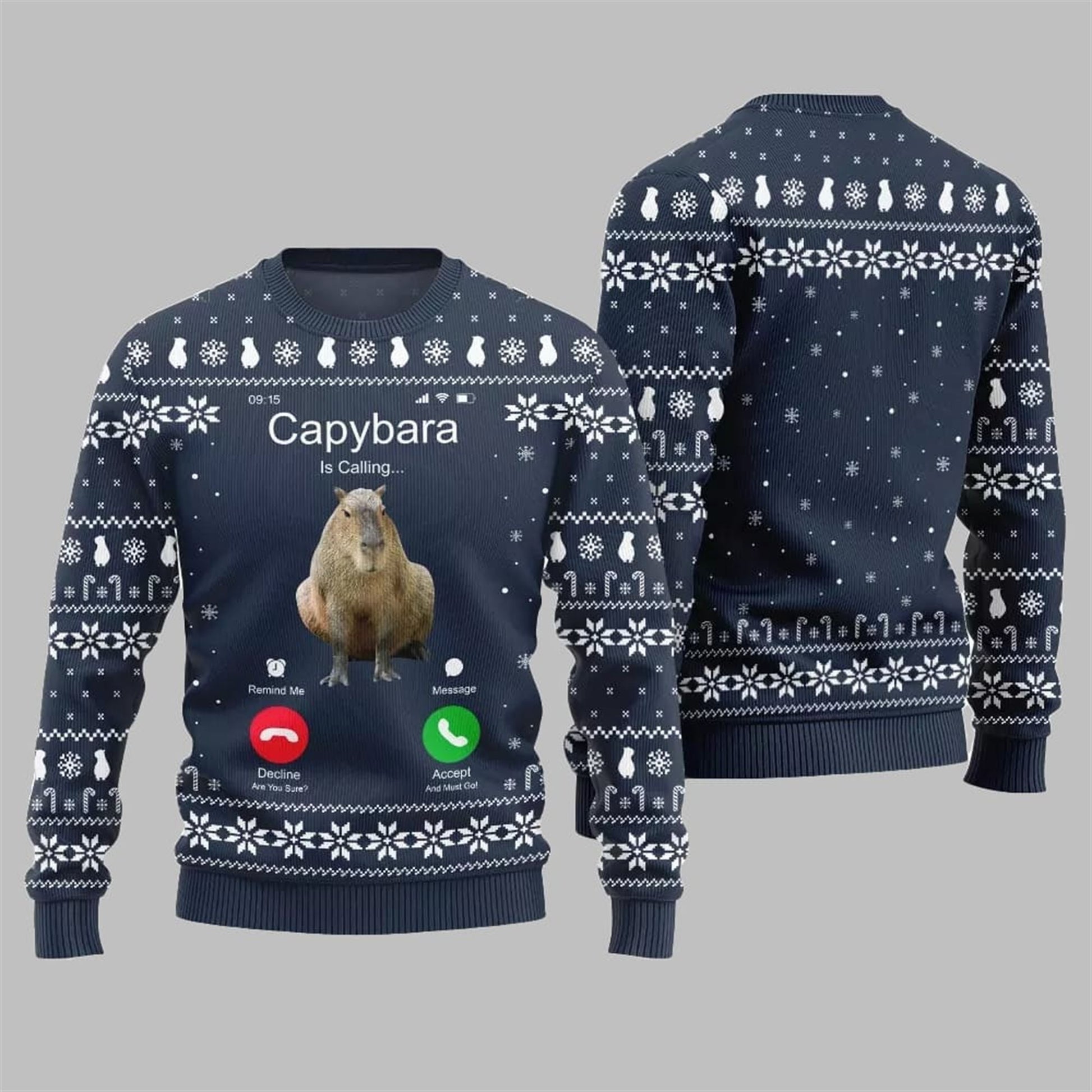 2026 Christmas Calling Capybara Ugly Sweater - Moonbestprint