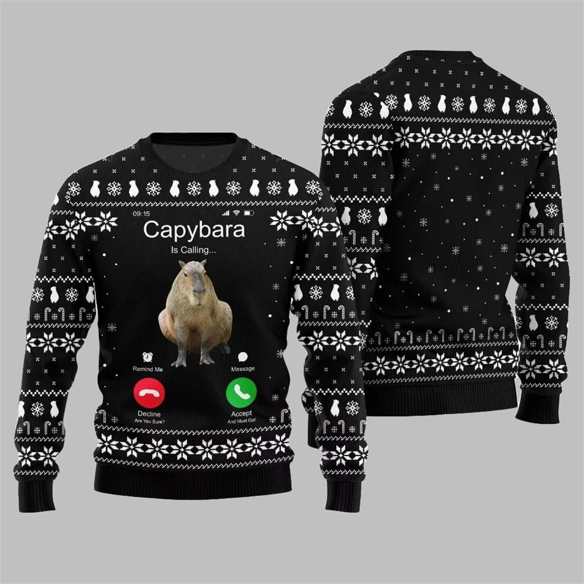 2026 Christmas Calling Capybara Ugly Sweater - Moonbestprint