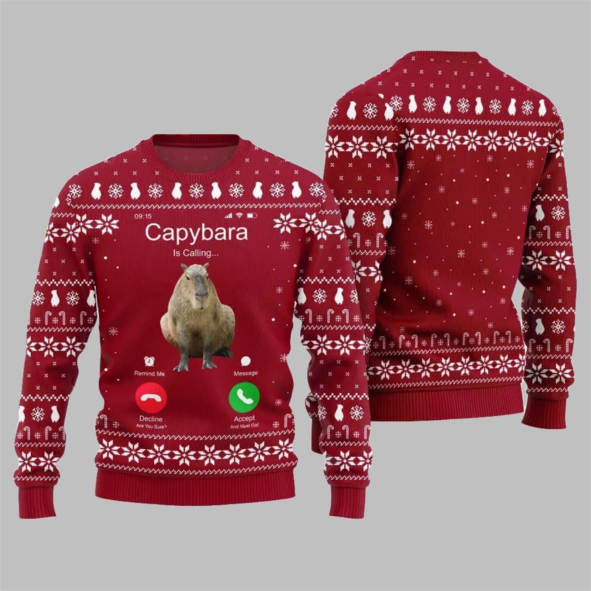 2026 Christmas Calling Capybara Ugly Sweater - Moonbestprint