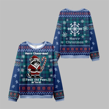2026 Christmas Candy Raccoon Samurai Ugly Sweater - Moonbestprint