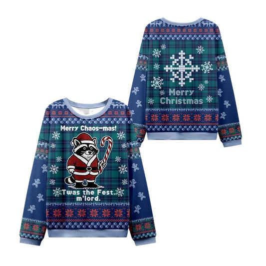 2026 Christmas Candy Raccoon Samurai Ugly Sweater - Moonbestprint