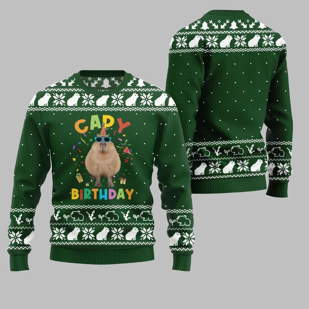 2026 Christmas Capy Birthday Ugly Christmas Sweater - Moonbestprint