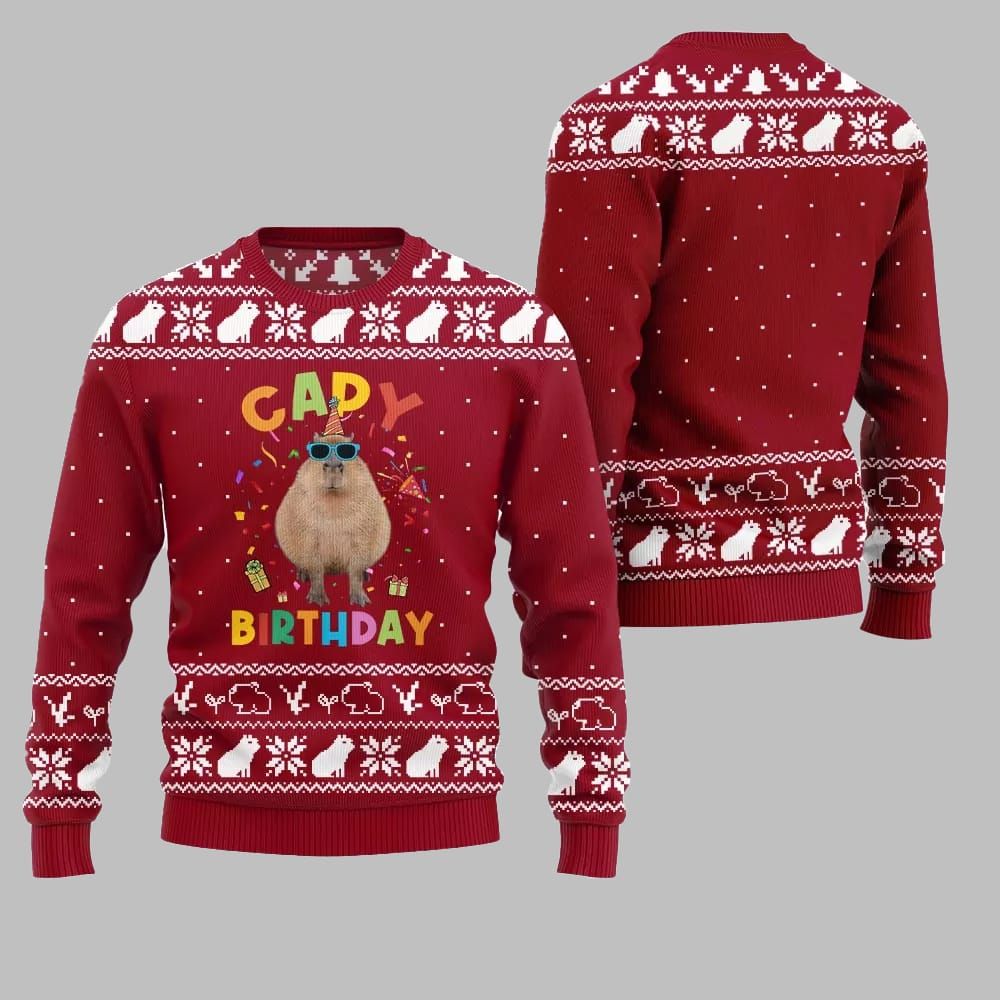 2026 Christmas Capy Birthday Ugly Christmas Sweater - Moonbestprint