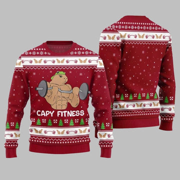 2026 Christmas Capy Fitness Ugly Christmas Sweater - Moonbestprint
