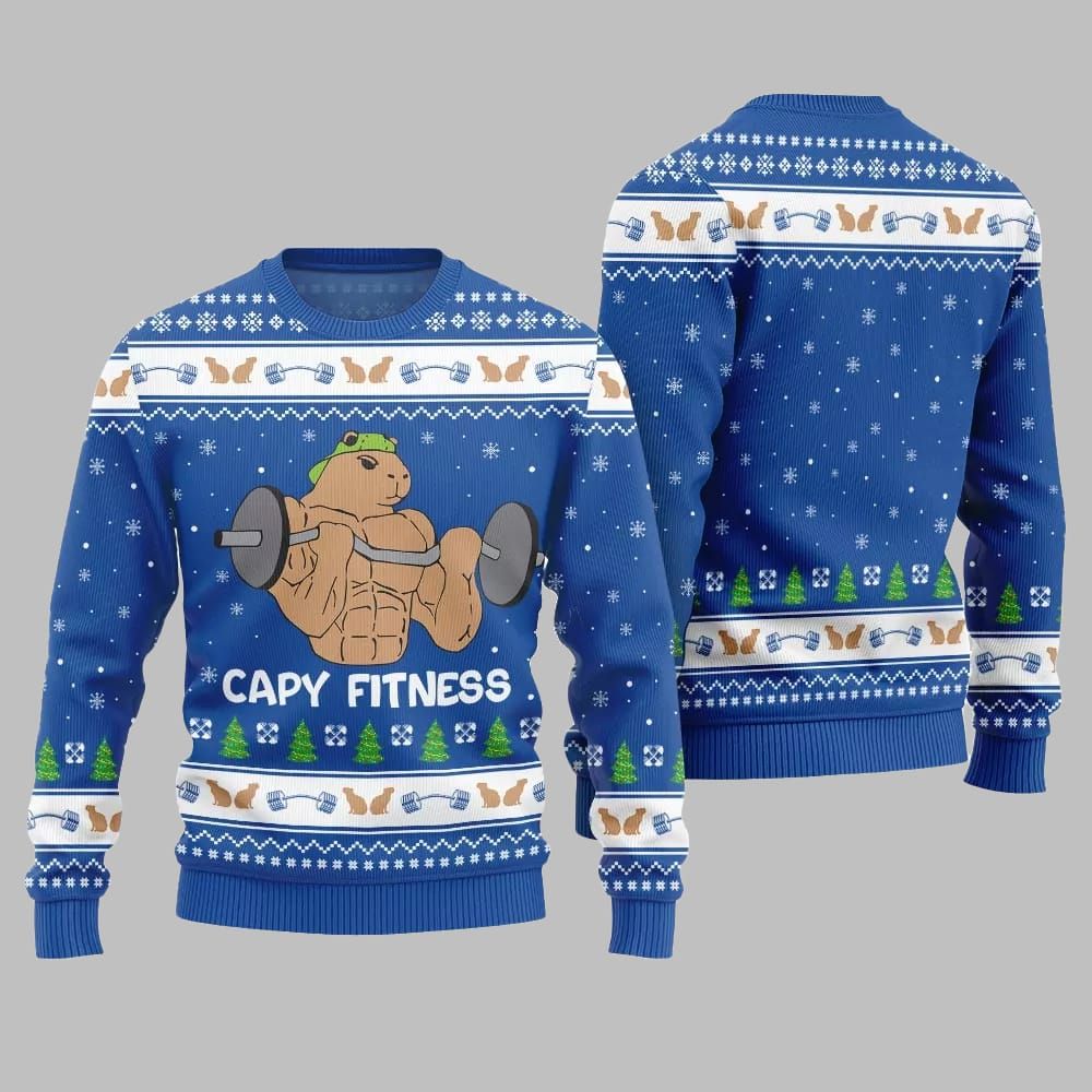 2026 Christmas Capy Fitness Ugly Christmas Sweater - Moonbestprint