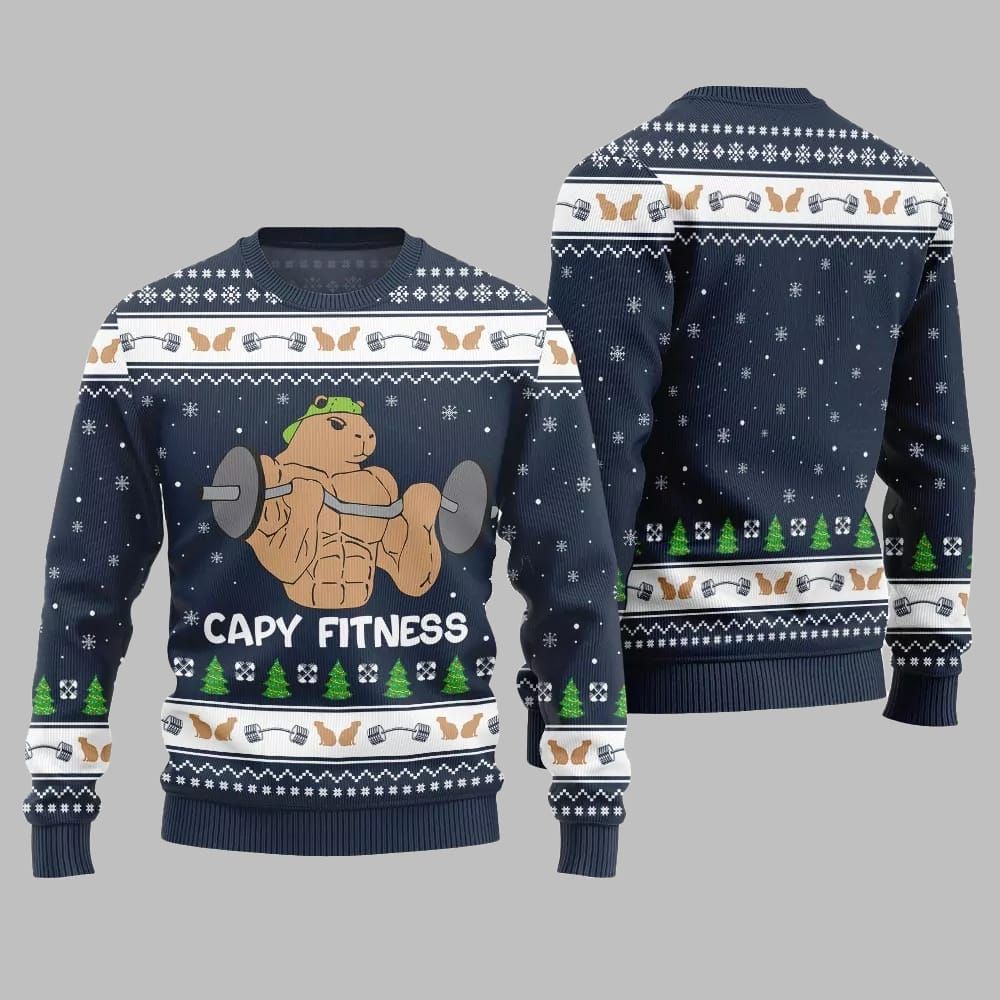 2026 Christmas Capy Fitness Ugly Christmas Sweater - Moonbestprint