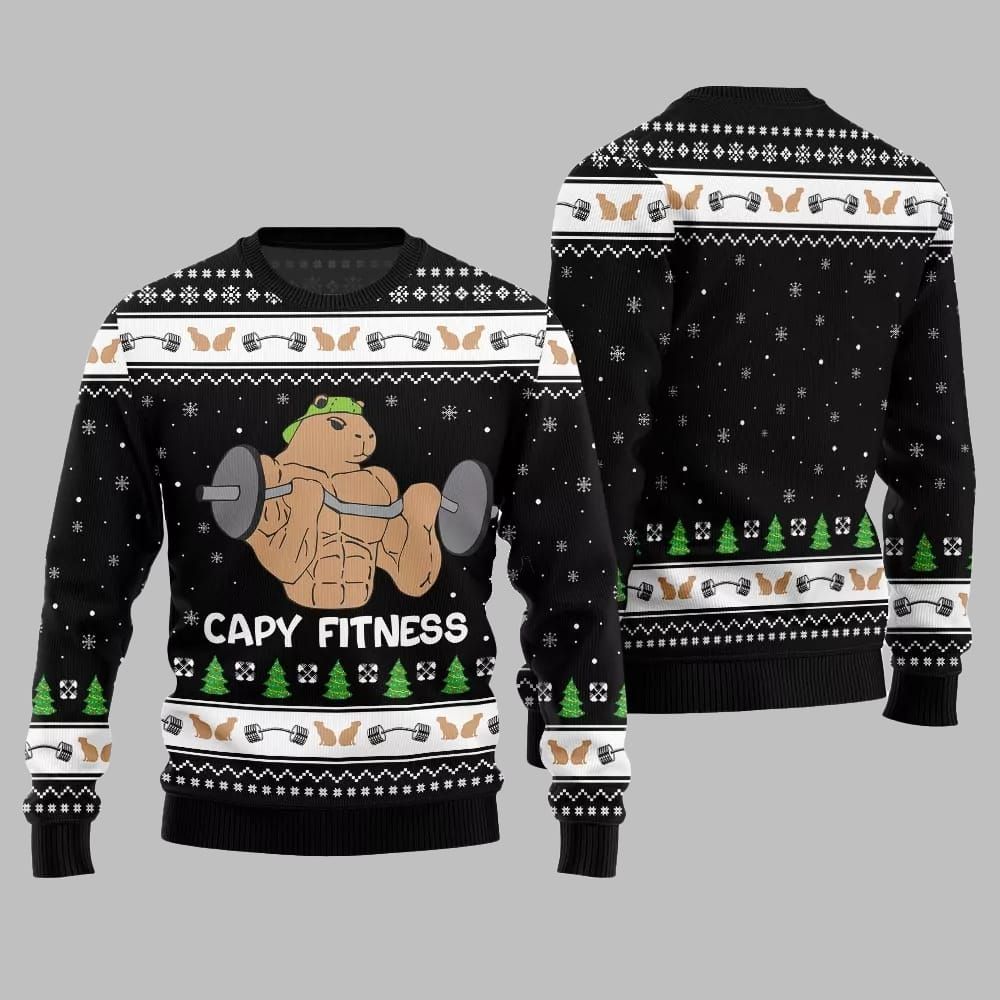 2026 Christmas Capy Fitness Ugly Christmas Sweater - Moonbestprint