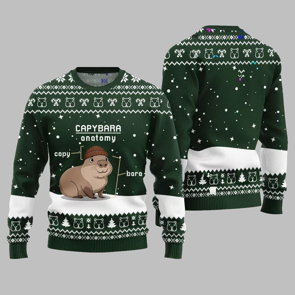 2026 Christmas Capybara Anatomy Ugly Christmas Sweater - Moonbestprint