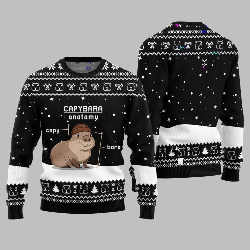 2026 Christmas Capybara Anatomy Ugly Christmas Sweater - Moonbestprint