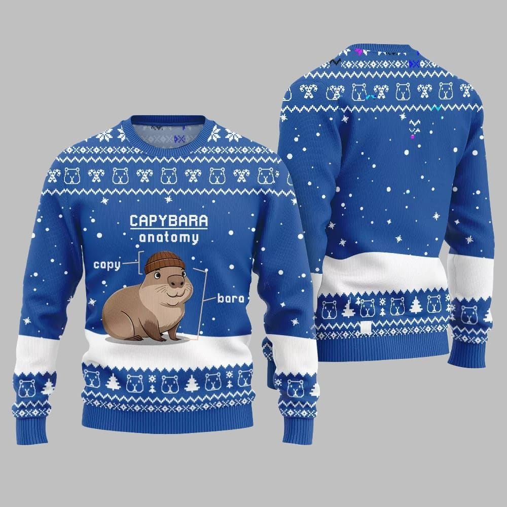 2026 Christmas Capybara Anatomy Ugly Christmas Sweater - Moonbestprint