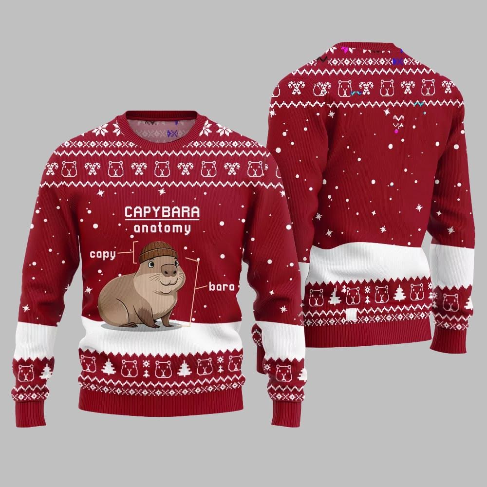 2026 Christmas Capybara Anatomy Ugly Christmas Sweater - Moonbestprint