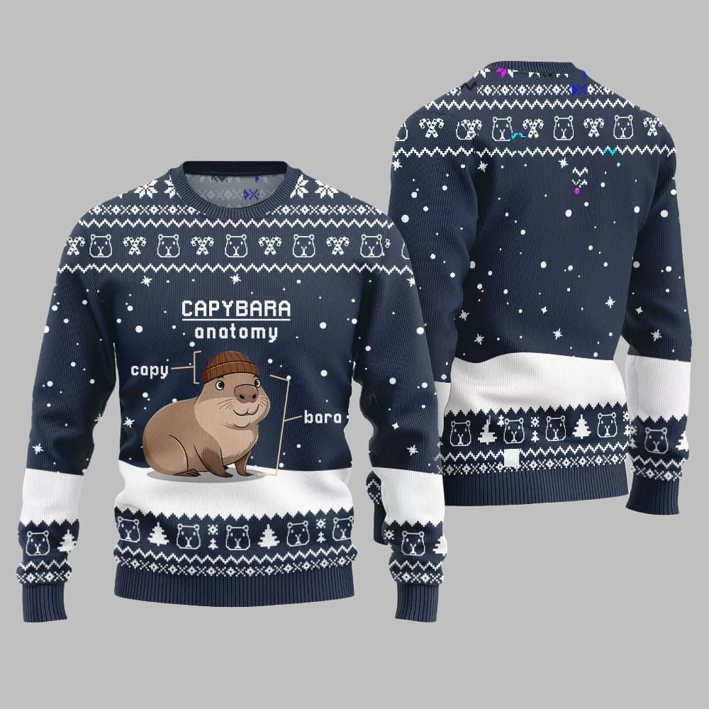 2026 Christmas Capybara Anatomy Ugly Christmas Sweater - Moonbestprint