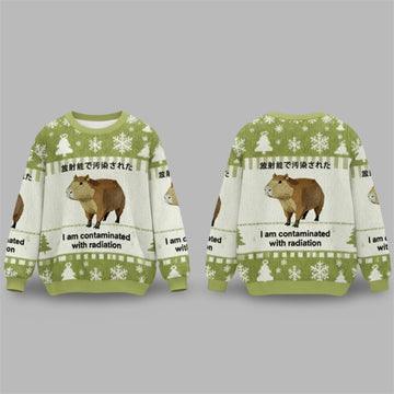 2026 Christmas Capybara Contaminated With Radiation Ugly Sweater - Moonbestprint
