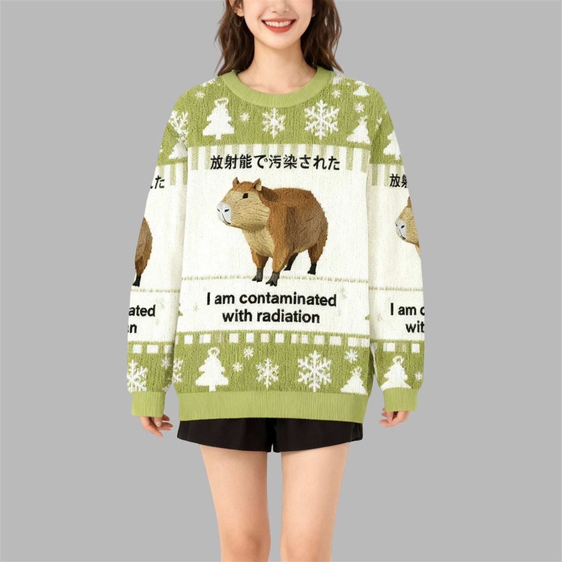 2026 Christmas Capybara Contaminated With Radiation Ugly Sweater - Moonbestprint