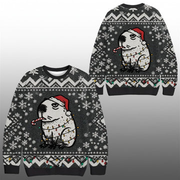 2026 Christmas Capybara Smoking Funny Ugly Sweater - Moonbestprint