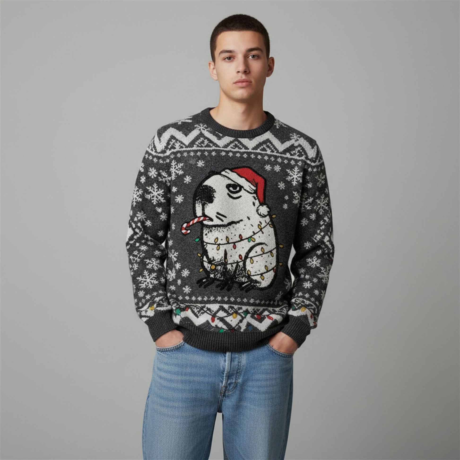 2026 Christmas Capybara Smoking Funny Ugly Sweater - Moonbestprint