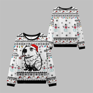 2026 Christmas Capybara Smoking Ugly Sweater - Moonbestprint