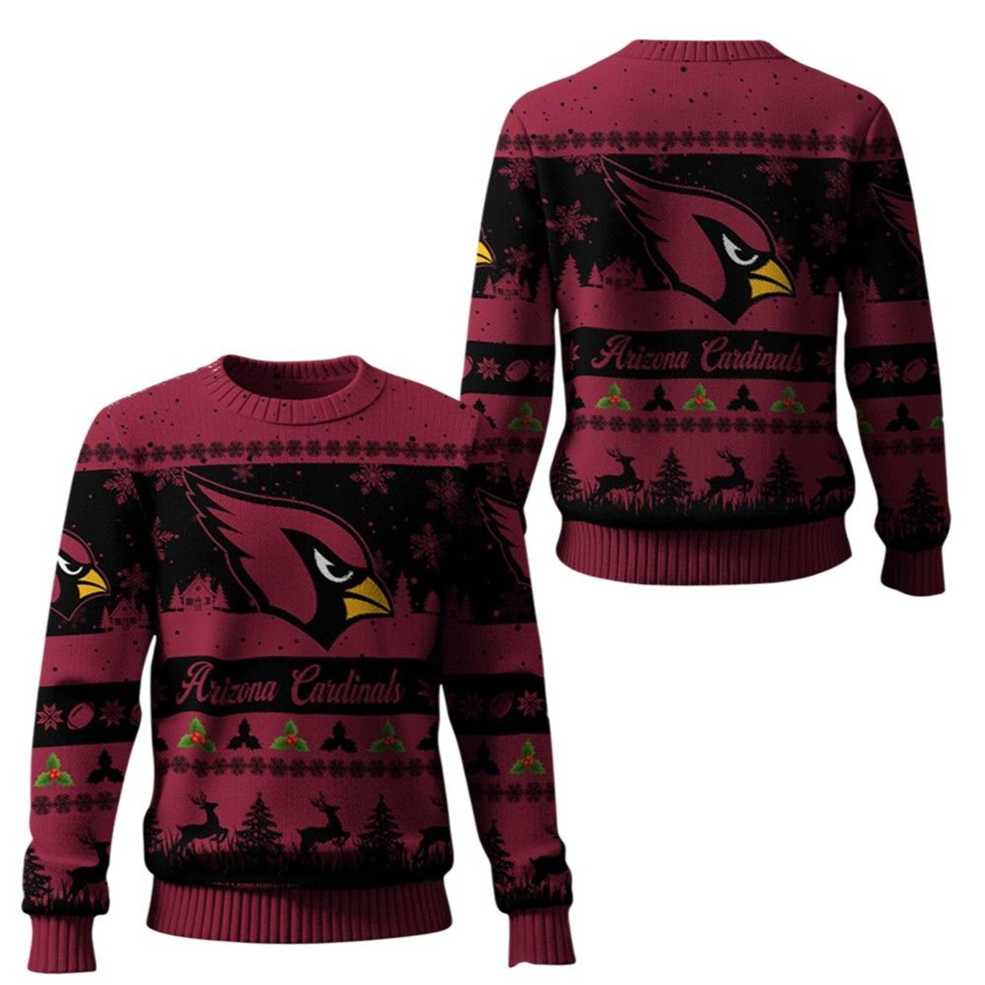 2026 Christmas Cardinals Festive Reindeer Tree Ugly Sweater - Moonbestprint