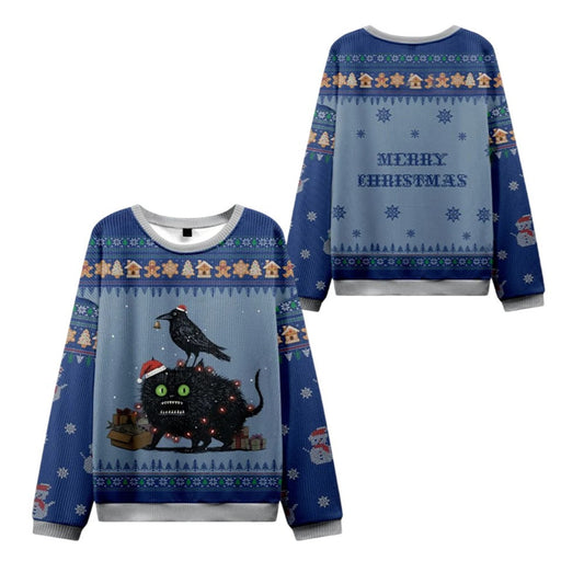 2026 Christmas Cat Crow Unite Ugly Sweater - Moonbestprint
