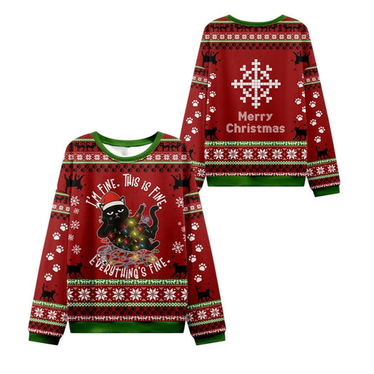 2026 Christmas Cat Everything Is Fine Ugly Sweater - Moonbestprint