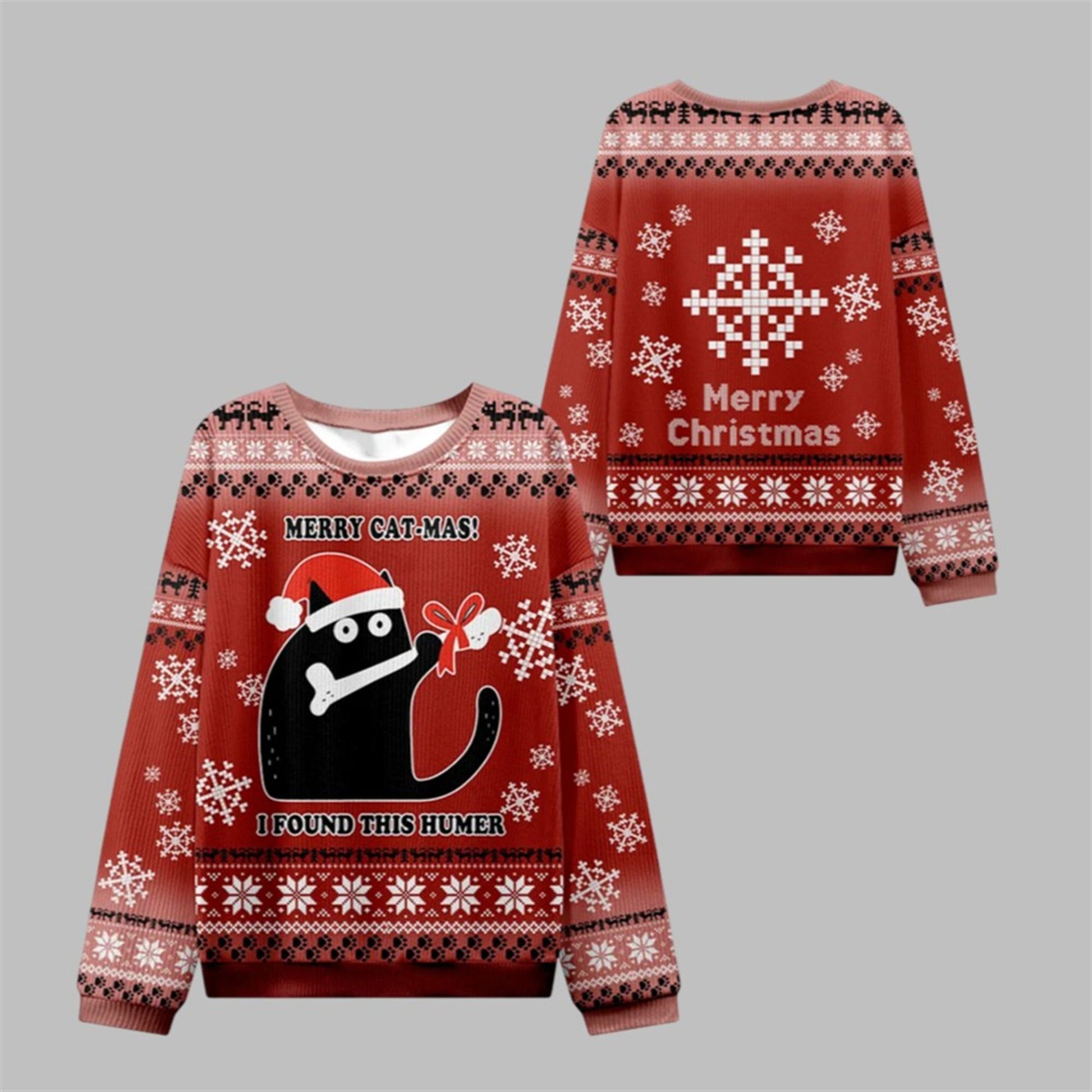 2026 Christmas Cat Found A Bone Gift Ugly Sweater - Moonbestprint