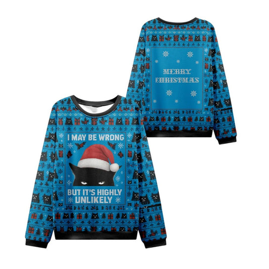 2026 Christmas Cat I May Be Wrong Ugly Sweater - Moonbestprint
