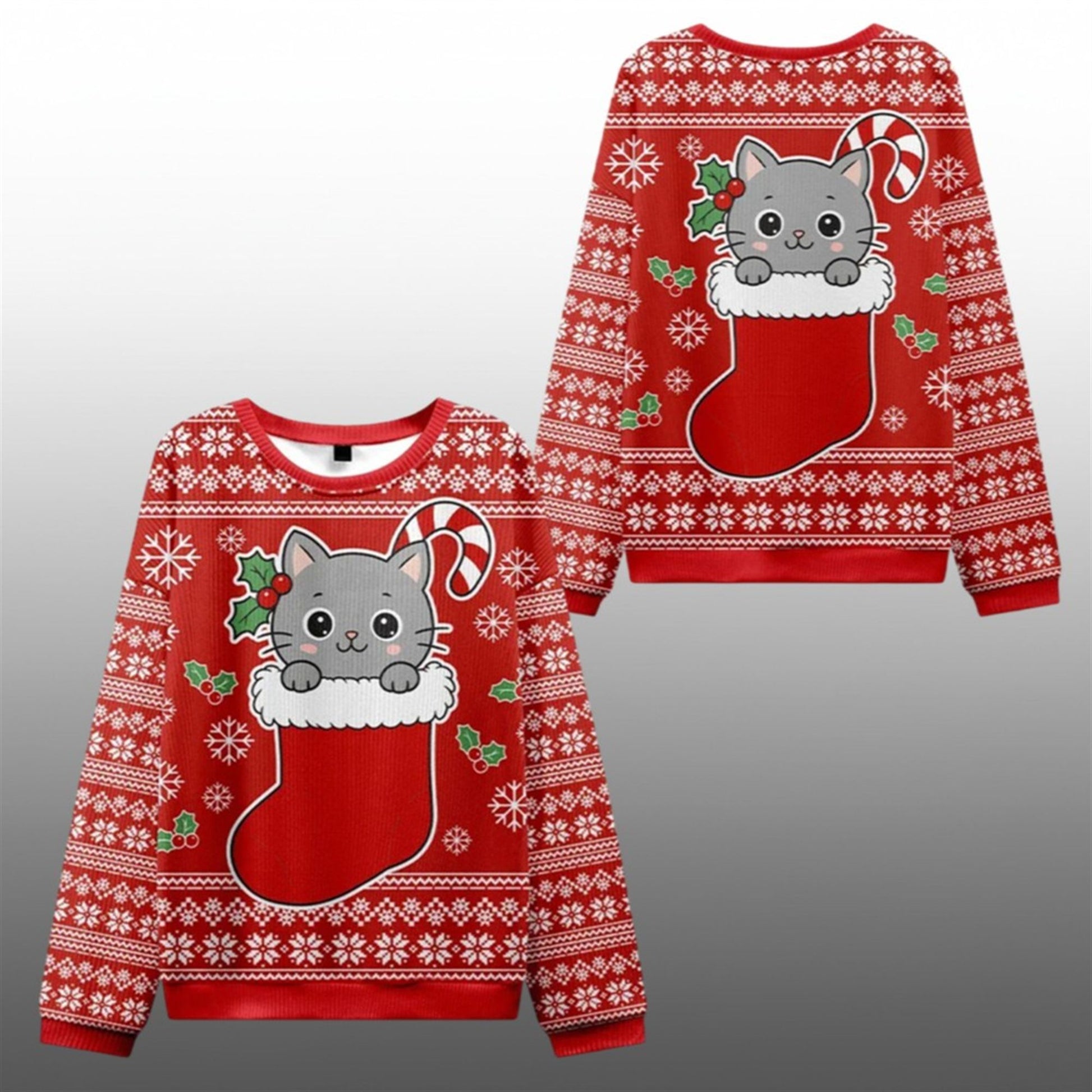 2026 Christmas Cat In The Sock Ugly Sweater - Moonbestprint