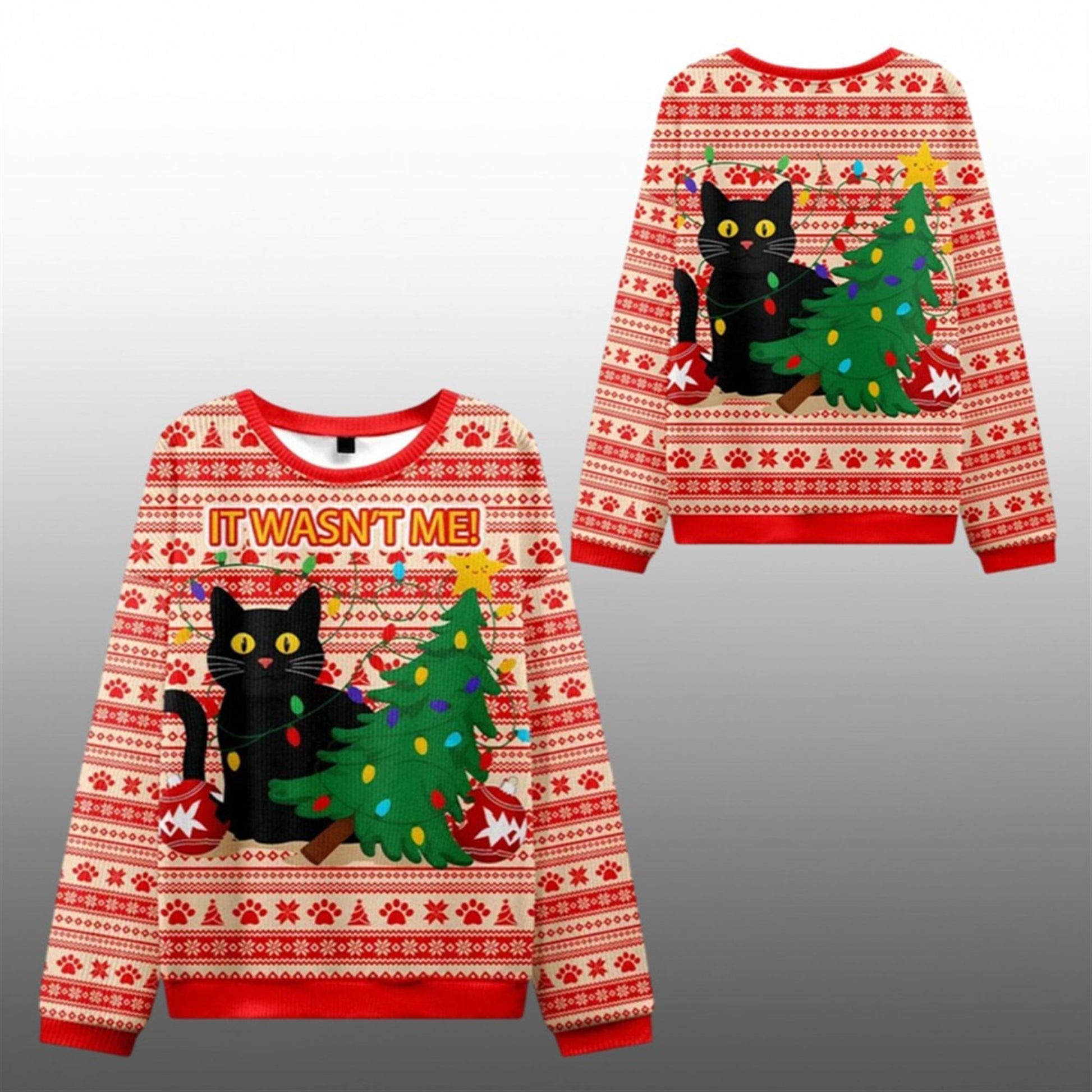 2026 Christmas Cat It Wasn't Me Ugly Sweater - Moonbestprint