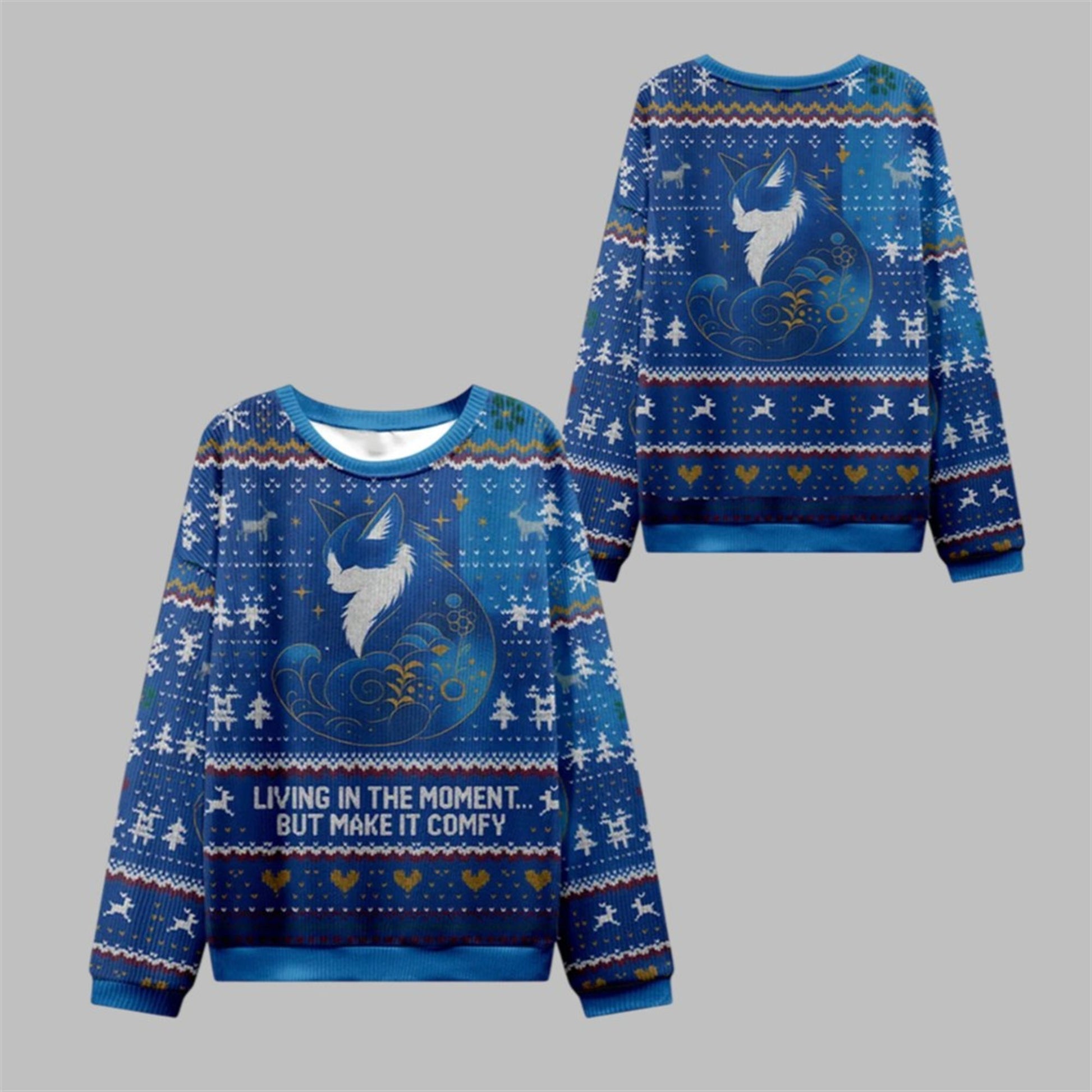 2026 Christmas Cat Living The Present Ugly Sweater - Moonbestprint