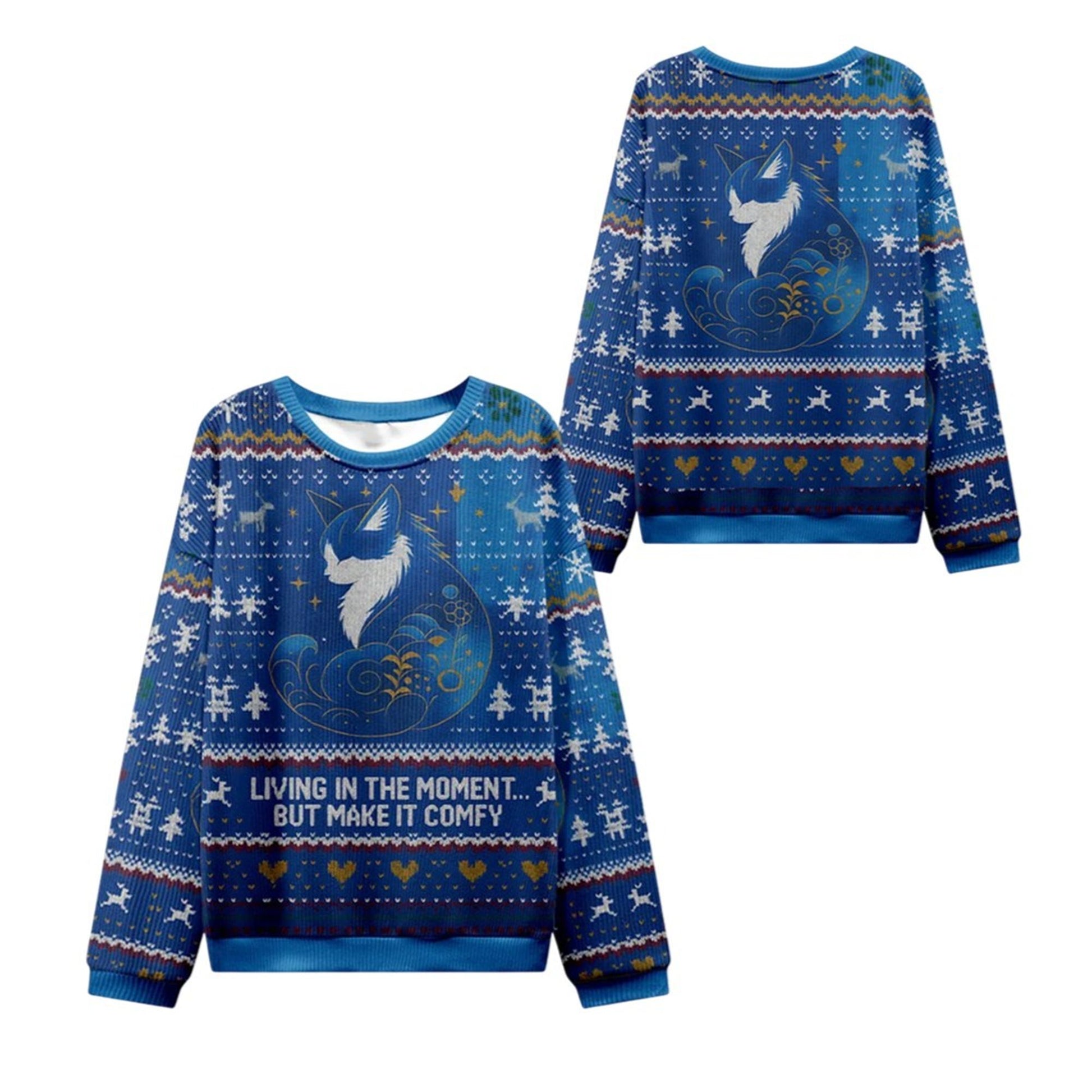 2026 Christmas Cat Living The Present Ugly Sweater - Moonbestprint