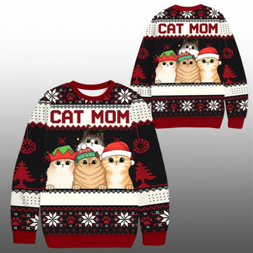 2026 Christmas Cat Mom Cat Dad Ugly Sweater - Moonbestprint